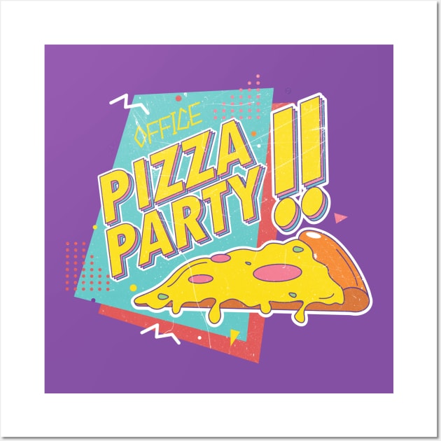 Office Pizza Party Retro T Wall Art by SquiggleDot